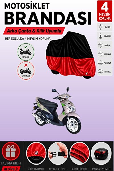 Cemku Double Black Top - Red Bottom, Rear Bag Compatible Bisan Teos 125 Motor...