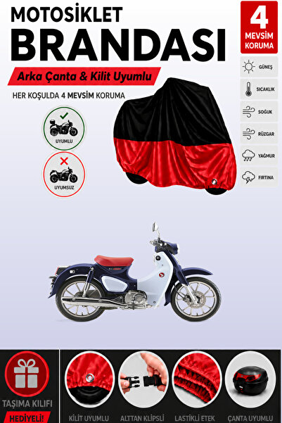 Cemku Double Black Top - Red Bottom, Rear Bag Compatible Honda C90 Super Cub ...