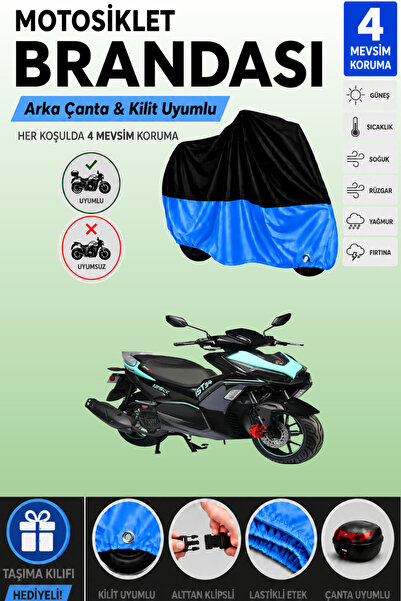 Cemku Double Black Top - Blue Bottom, Rear Bag Compatible Motolux Ist 34 Moto...