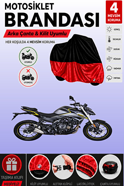 Cemku Double Black Top - Red Bottom, Rear Bag Compatible Voge 525 R Motorcycl...