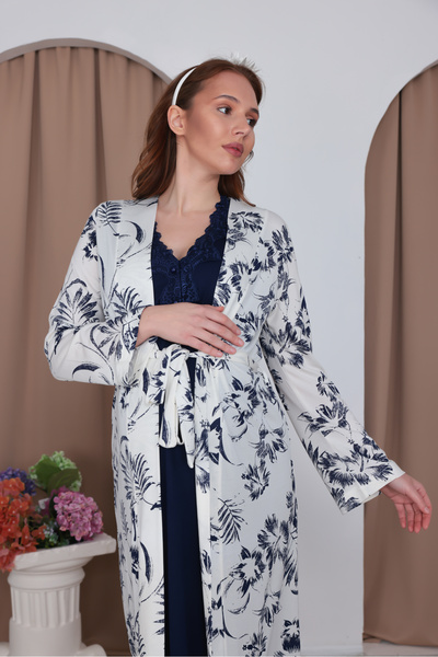 Yulem Homewear Set de 2 cămăși de noapte și halate de maternitate din bumbac,...