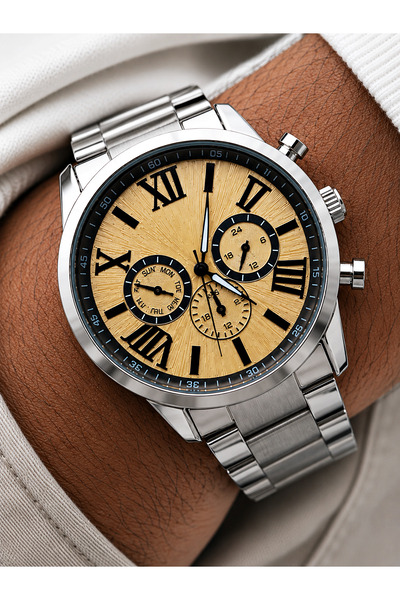 Weluxa Men's Wristwatch Yellow Color Dial Combination Stylish and Modern Desi...