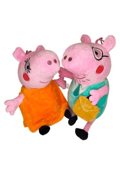 odjas *Set de 2 jucarii de plus , 30 cm, Peppa, Mama si Tati Pig, multicolore