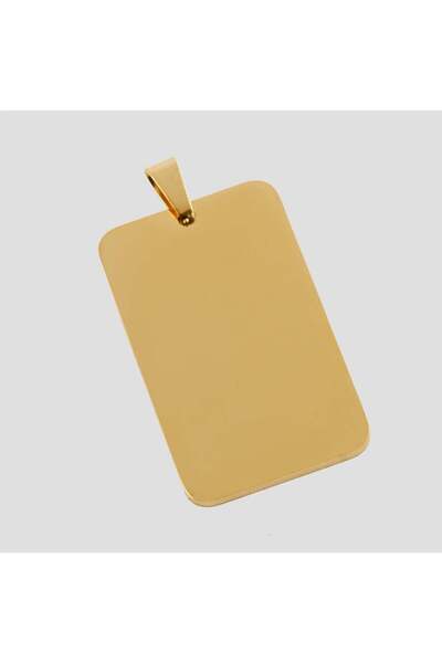 Marsilyan Rectangular Name Engravable Steel Pendant 3.5 cm Ilkel-Bjt940