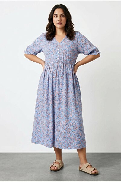 Stil Diva Floral Patterned Ruffled Elastic Dress