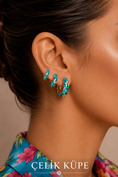 Jack Ferrero 3-Piece Enameled Women's Steel Earrings