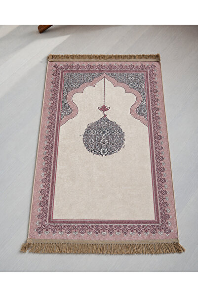 Bilenler Mihrap Patterned Thin Velvet Prayer Rug with Silky Texture