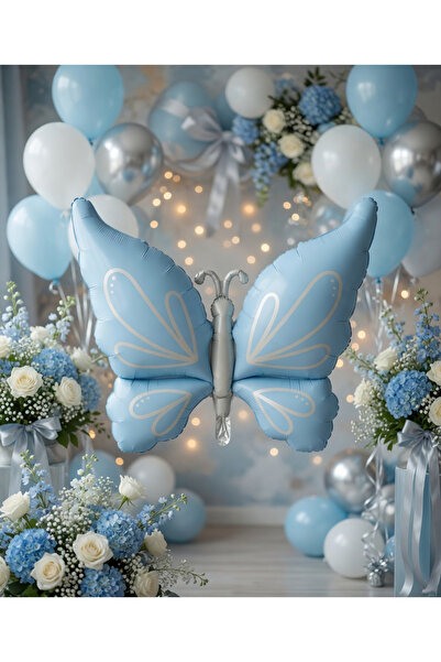 DODOMAR Retro Blue Butterfly Foil Balloon 73.5X94 cm Party Decoration Ornament