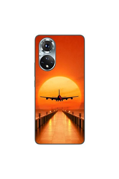 OEM Husa compatibila cu Honor 50 Silicon Gel Tpu Model Airplane Sunset