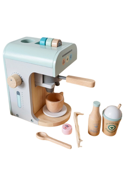 LITTLE ANGEL Kids Wooden Coffee Machine Playset Toy