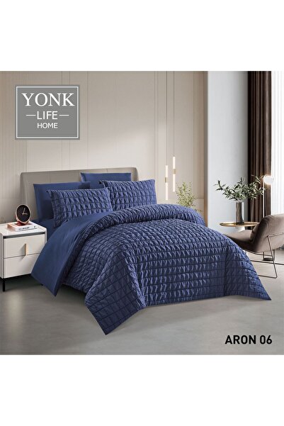 YONK مفرش سرير فاخر مزدوج عرائسي 6 قطع - 230*250 - لحاف نفرين عرائسي طقم 6 قطع