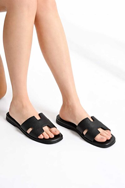 Gökçe Shoes Women's Slippers Summer Daily Slippers Sea Beach Dowry Guest Indoor Slippers BLACK
