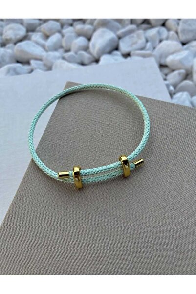 Egolinda Örme İpli Gold Detaylı Minimal Unisex Bileklik – Ayarlanabilir Moder...