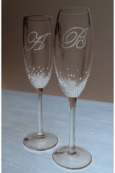 2Ddesign Bride kadehi-Özel kişiye özel tasatım şampanya gelin damat kadehi