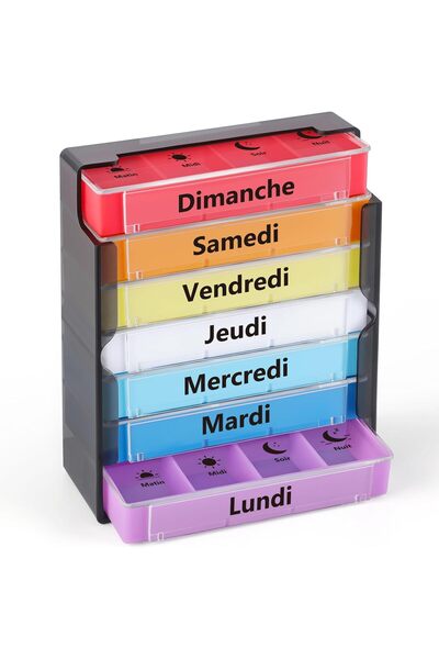 Opret Organizator săptămânal de pastile francez (Dimineața, Prânzul, Seara și...