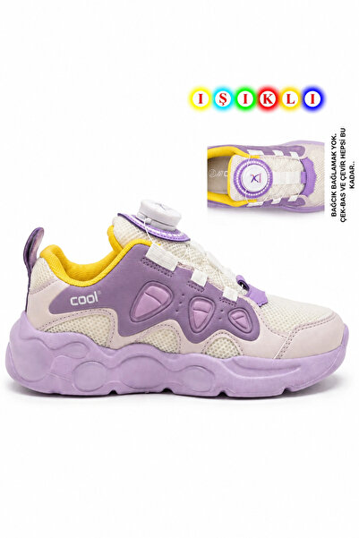 Mater Ayakkabı Cool Evan Akıllı Bağcıklı Işıklı Ortopedik Çocuk Spor Ayakkabı LİLA