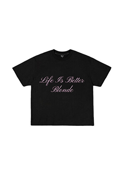 WHITE OF CREATIVE Life is Better Blonde Baskılı Yazılı Tişört