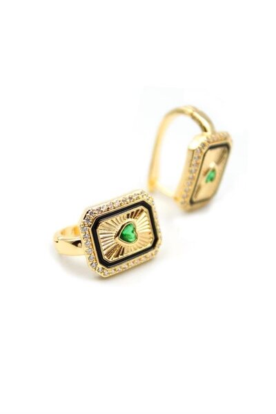 atastore2017 Heart Jewelled Earrings - Green