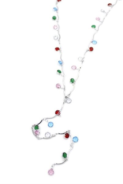 atastore2017 Colored stone y necklace - silver