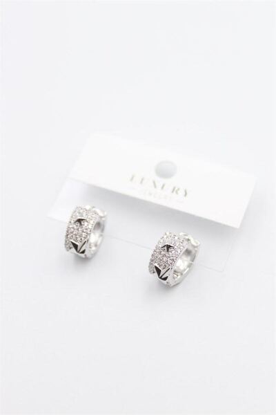 atastore2017 Jewelled Hoop Earrings - Silver