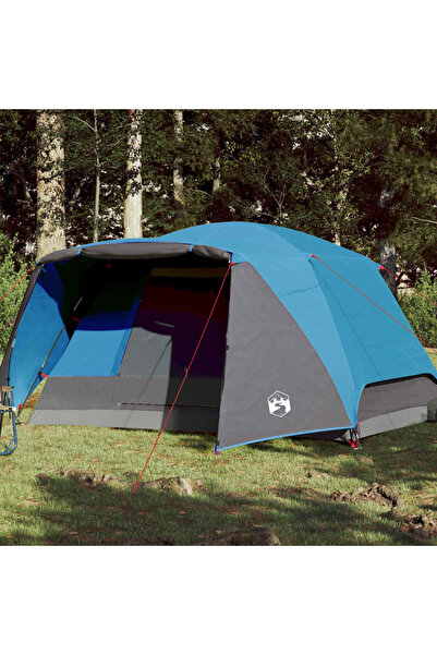 vidaxl Cort de camping cu veranda 4 persoane, albastru, impermeabil