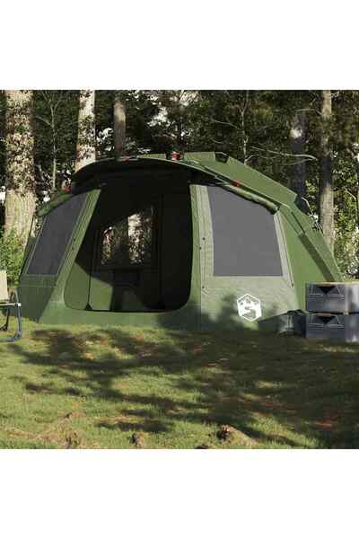 vidaxl Cort de pescuit 5 persoane, verde masliniu, impermeabil