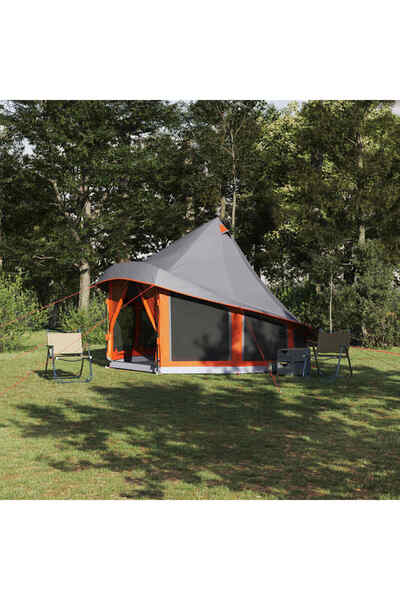 vidaxl Cort Tipi Gri si Portocalie 404 x 370 x 270 cm tafta