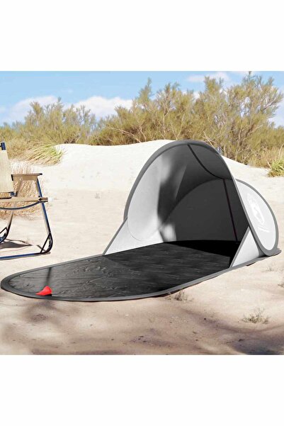 vidaxl Cort de plaja pop-up, gri, impermeabil