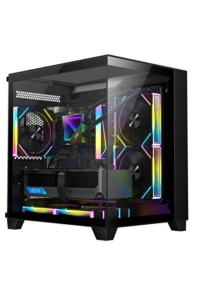 1stPlayer Carcasa 1stPLAYER® Gaming MV5-TP-bk, 5 ventilatoare aRGB infinity e...