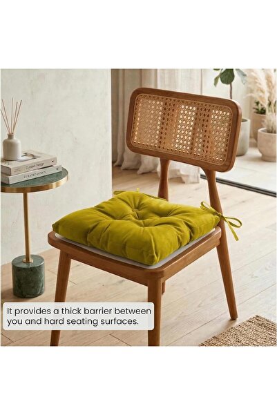 COTTON HOME Quilted Canvas Chair Pads, Pack of 4, Soft Seat Cushion Pads for ...