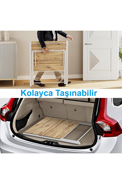 Unisoft Katlanır Çalışma Masası Raflı Laptop Masası Bilgisayar Masası Küçük Ç...