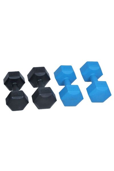 SPARTAN Hexagonal dumbbells, cement with plastic, 4 KG
