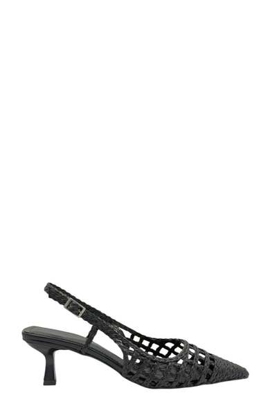 Moulin Shoes Black Short Heel Pointed Toe Open Back Knitted Stiletto Women's ...