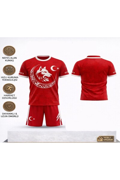 sonvadi Türkiye Çocuk Futbol Forması Takımı Özel Tasarım 2'Li Set Forma+ Shor...