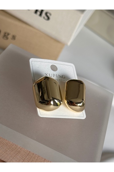 Bade Jewelry Xuping Gold Curved Design Basic Non-Tarnish Steel Modern Earrings