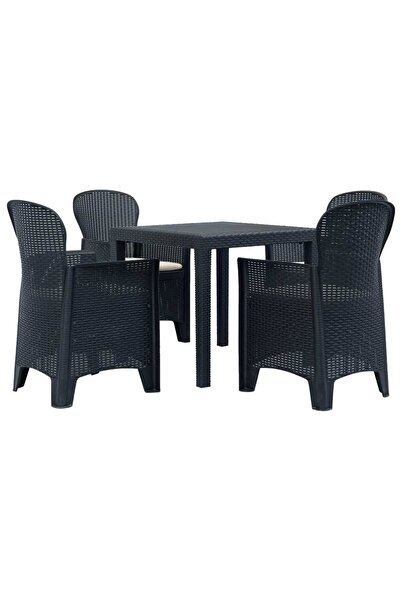 vidaxl Set mobilier exterior, 5 piese, antracit, plastic, aspect ratan