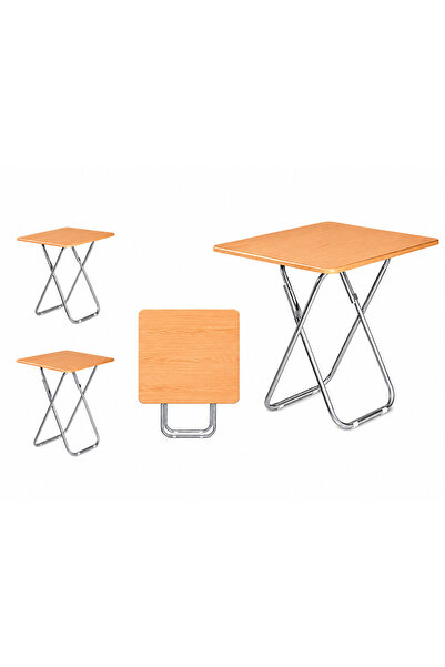 Biki Folding Table Square 80X80Cm-Light Wood Color-Rq-31019