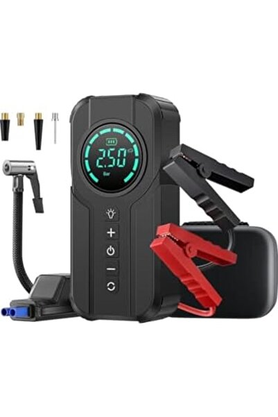 Yıldızan ROBO 4'ü 1 Arada Şarjlı Akü Ateşleyici Lastik Şişirici Powerbank Led...