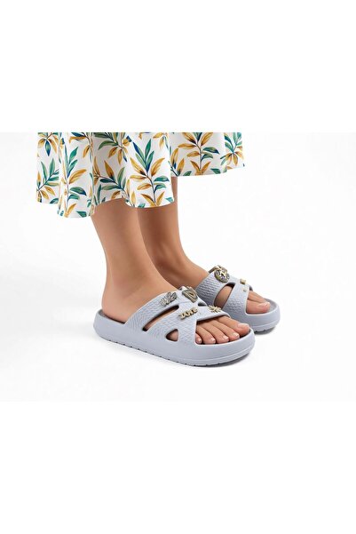 Budaks Women's Double-Strapped Thick-Soled Slippers with Accessories