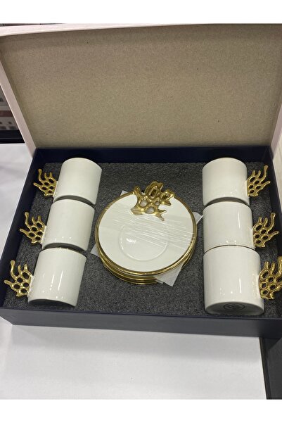 ACAR HOUSE Altı kişilik Porselen Gold Detaylı Lüks Fincan Takımı