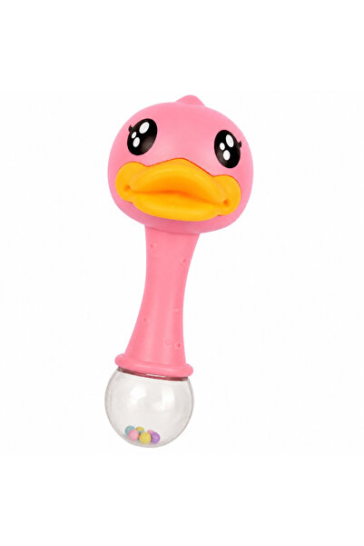 LITTLE ANGEL - Baby Duck Grab & Shake Rattle Toy - Pink
