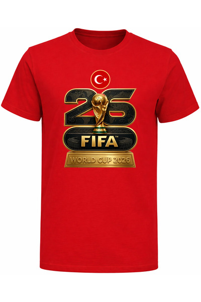 Efendioğlu Design تيشيرت قطني بأكمام قصيرة مطبوع عليه كأس العالم 2026 باللون ...