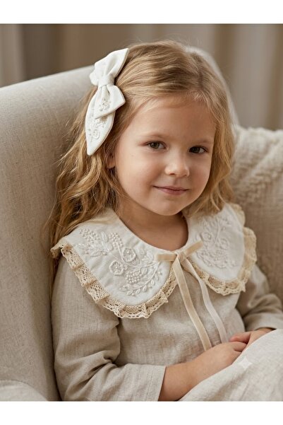 PARK BEBE Baby Girl and Child Linen Embroidered Baby Collar Handcrafted Custo...