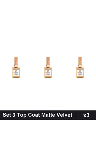 global fashion Set 3 Top Coat Matte Velvet 15ml, Finish Mat Lucios, Manichiura