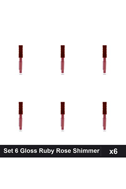Ruby Rose Set of 6 Lip Glosses The Shimmer 03, Full Shine, Shiny Finish