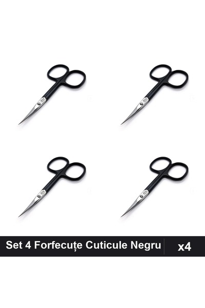 One Group Set 4 Forfecuțe Profesionale Cuticule Negru, Manichiură