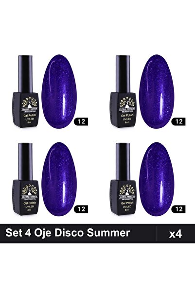 global fashion Set 4 Oje Semipermanente Disco Summer 8ml, Manichiura UV/LED, ...