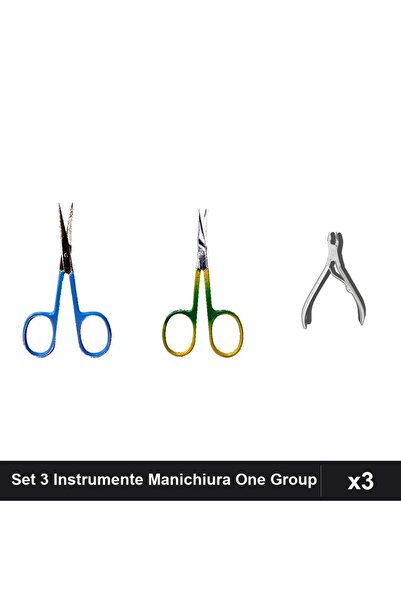 One Group Set 3 Instrumente Manichiura Profesionale One Group, 2 Forfecuțe Cu...
