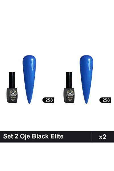 global fashion Set 2 Oje Semipermanente Black Elite 8ml, Manichiura UV/LED Pr...