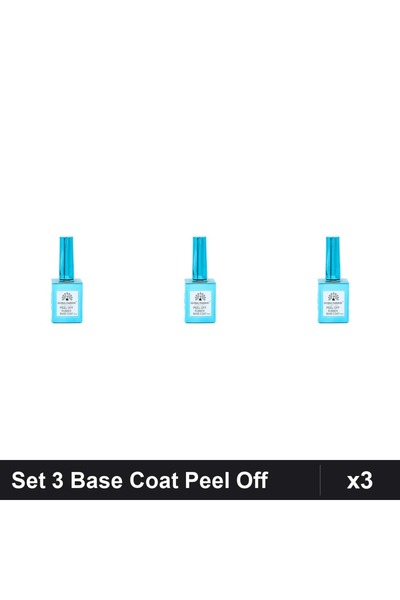 global fashion Set 3 Base Coat Rubber Peel Off 15ml, Bază Manichiură UV/LED